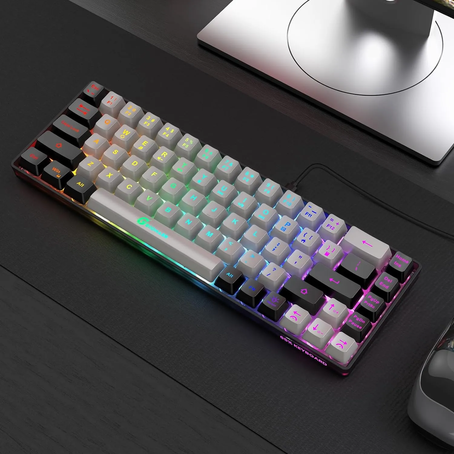 65% Gaming Keyboard, Wired Backlit Mini Keyboard, Ultra-Compact Anti-Ghosting No-Conflict 68 Keys Membrane Gaming Wired Keyboard for PC Laptop Windows Gamer