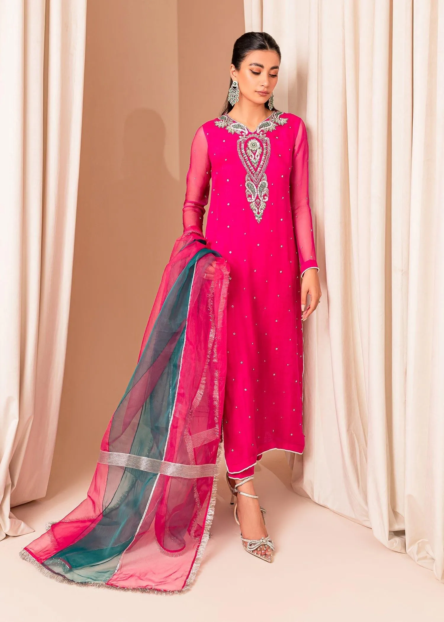 Allure by Ih - DOVE - Organza - Cherry Pink - 3 Piece