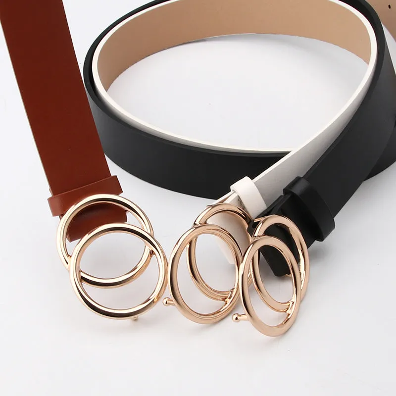 Belt round Buckle Alloy Snap Belt Student Minimalist Pant Belt Sweater Coat Decoration