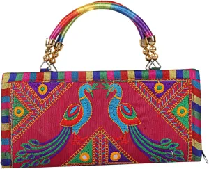 Craft Trade Clutch Bags for Women - Rajasthani Hand Embroidered Mini Crossbody Bag Women's Cluches for Wedding Party Gifts