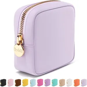 Embla Makeup Bag Travel Cosmetics Pouch and Toiletry Bag, Nylon Zipper Pouch Purse, Cute Make Up Organizer Storage Tote for Women Girls, Waterproof Travel Skincare Case, Small Makeup Bags, Lilac