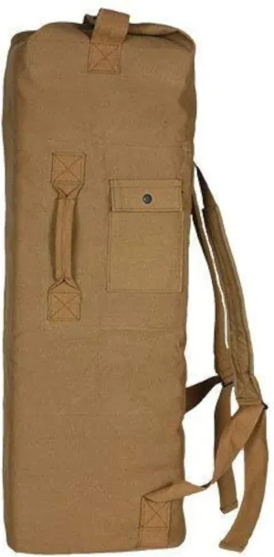 Farm Blue 2 Strap Top Load Extra Large XL Military Duffel Bags - Heavy Duty Army Grade Cotton Canvas Duffle Bags For Men, Women & Students - XL Top Loading Tactical Gear Sack 22" x 38" Coyote Tan