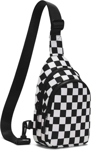 FODOKO Small Sling Bag for Women checkered crossbody Bags Fanny Pack Chest Bag for Travel 2025