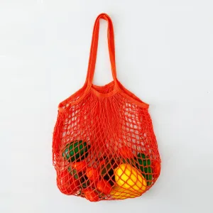 Kuber Industries Pack of 4 Grocery Bags | Reusable Storage Bags | Cotton Net Mesh Bags | Ideal for Vegetables & Fruits | Market Bag | Portable Shopping Bag | Handbags for Storage | CMG005-ORG |Orange