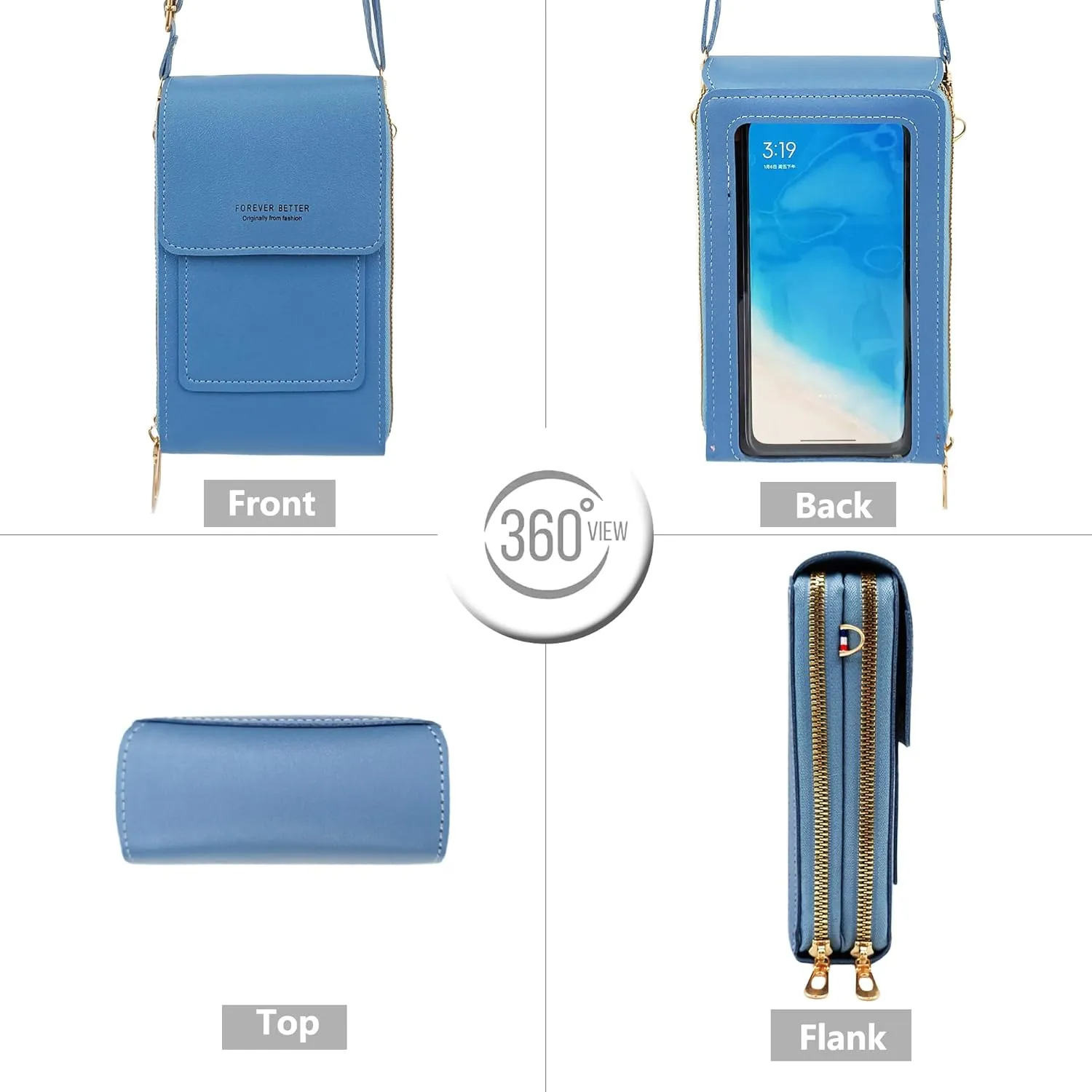 PORT&LOTUS Small Crossbody Handbags for Women Cell Phone Purse Wallet Ladies Women's Clutch PU Leather Shoulder Bags