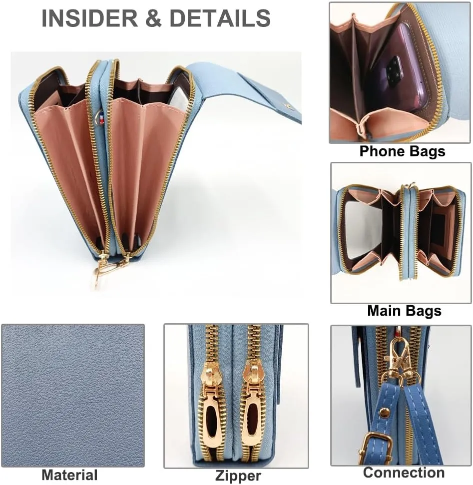 PORT&LOTUS Small Crossbody Handbags for Women Cell Phone Purse Wallet Ladies Women's Clutch PU Leather Shoulder Bags