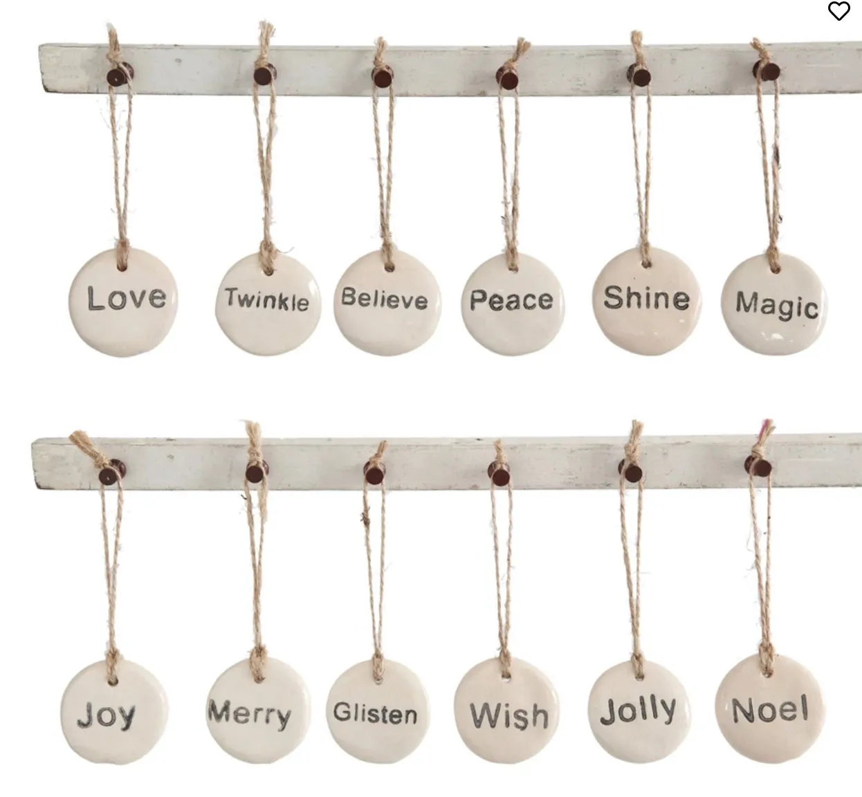 Tag Ornament with Holiday Word, 12 Styles