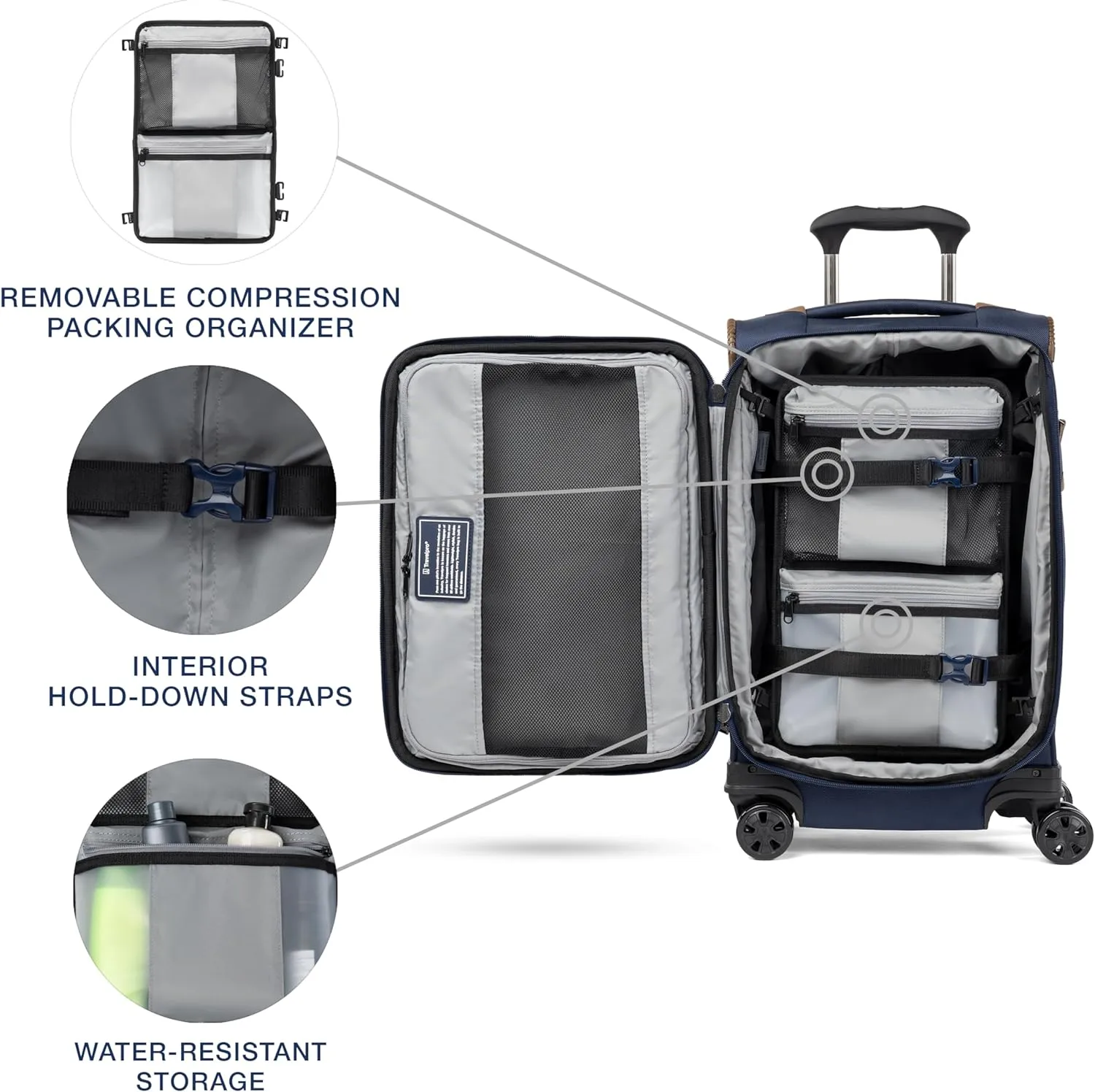 Travelpro Crew Classic Lightweight Softside Expandable Carry on Luggage, 8 Wheel Spinner Suitcase, Men and Women, Compact Carry On 20-Inch, Patriot Blue