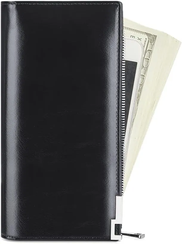 VANNANBA Long Wallet Men Leather,RFID Blocking Oil Leather Zipper Wallet for Men Clutch Bag,with Gift Box