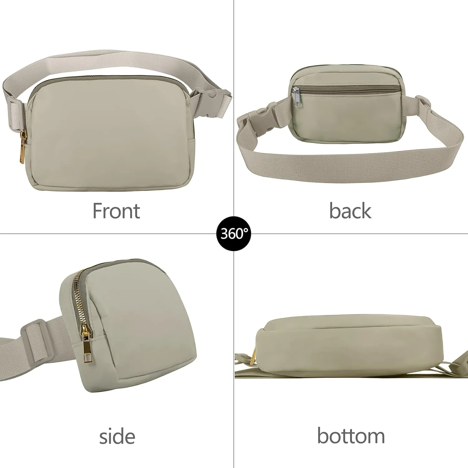 VOROLO Fanny Pack For Women And Men Crossbody Bag Belt Bag with Adjustable Strap Graduation Gifts Wood Grey