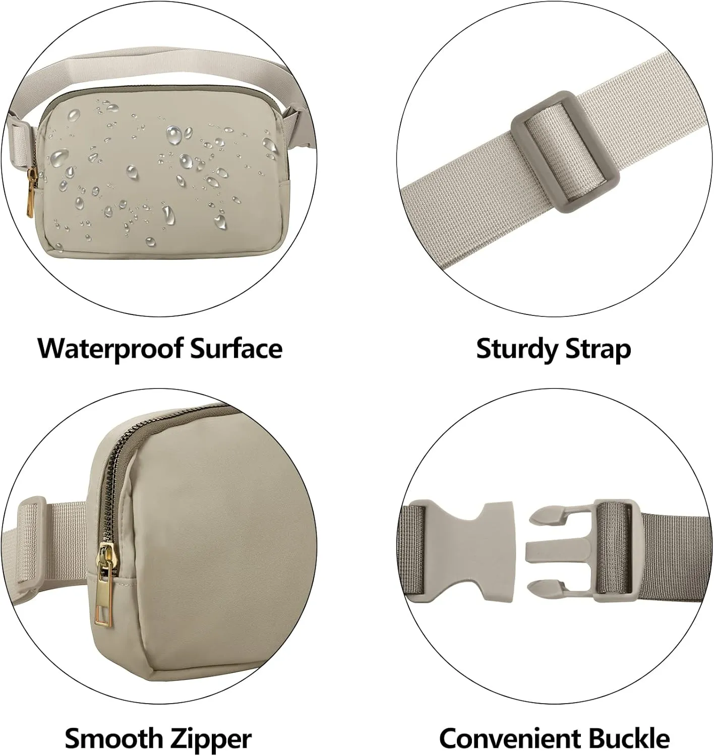 VOROLO Fanny Pack For Women And Men Crossbody Bag Belt Bag with Adjustable Strap Graduation Gifts Wood Grey