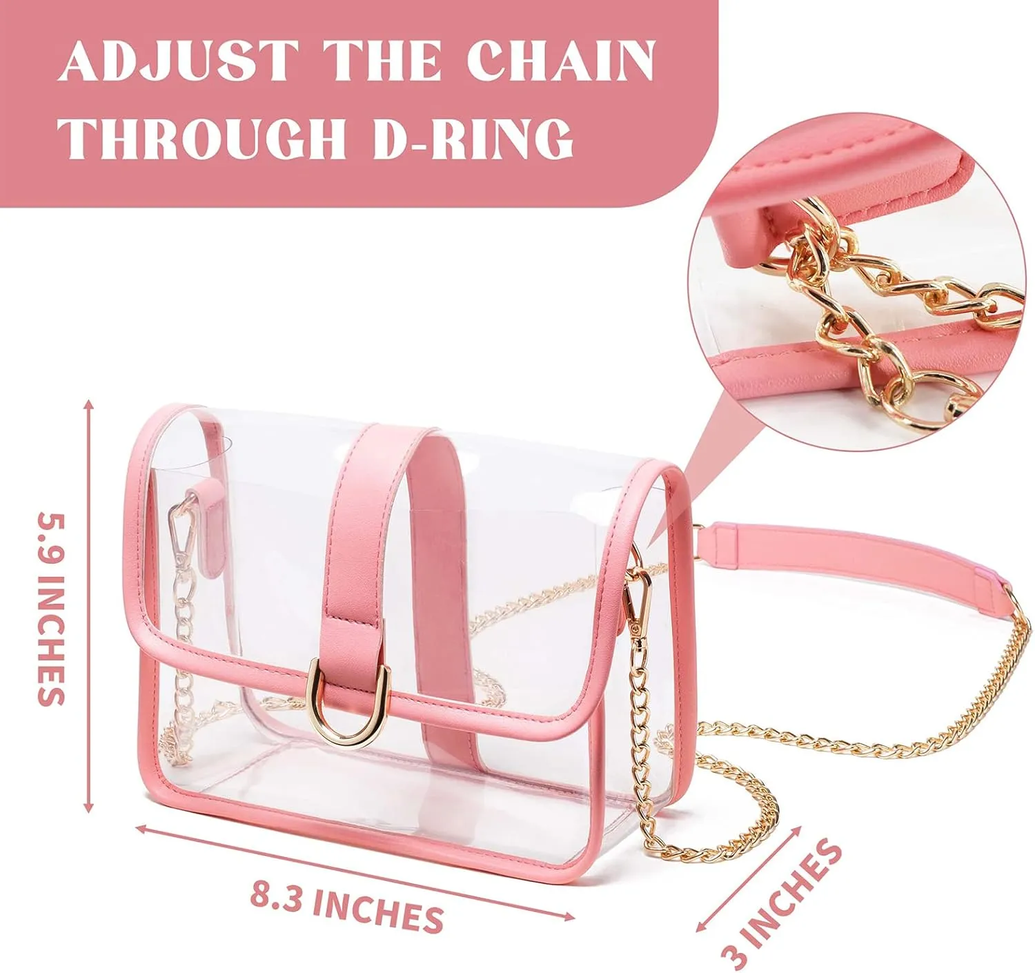 Vorspack Clear Purse - Stadium Approved Clear Crossbody Bag for Women, Concert, Sport