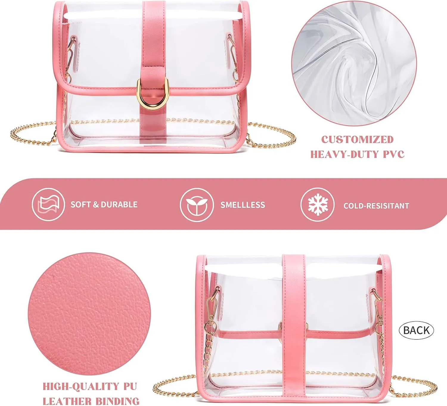 Vorspack Clear Purse - Stadium Approved Clear Crossbody Bag for Women, Concert, Sport