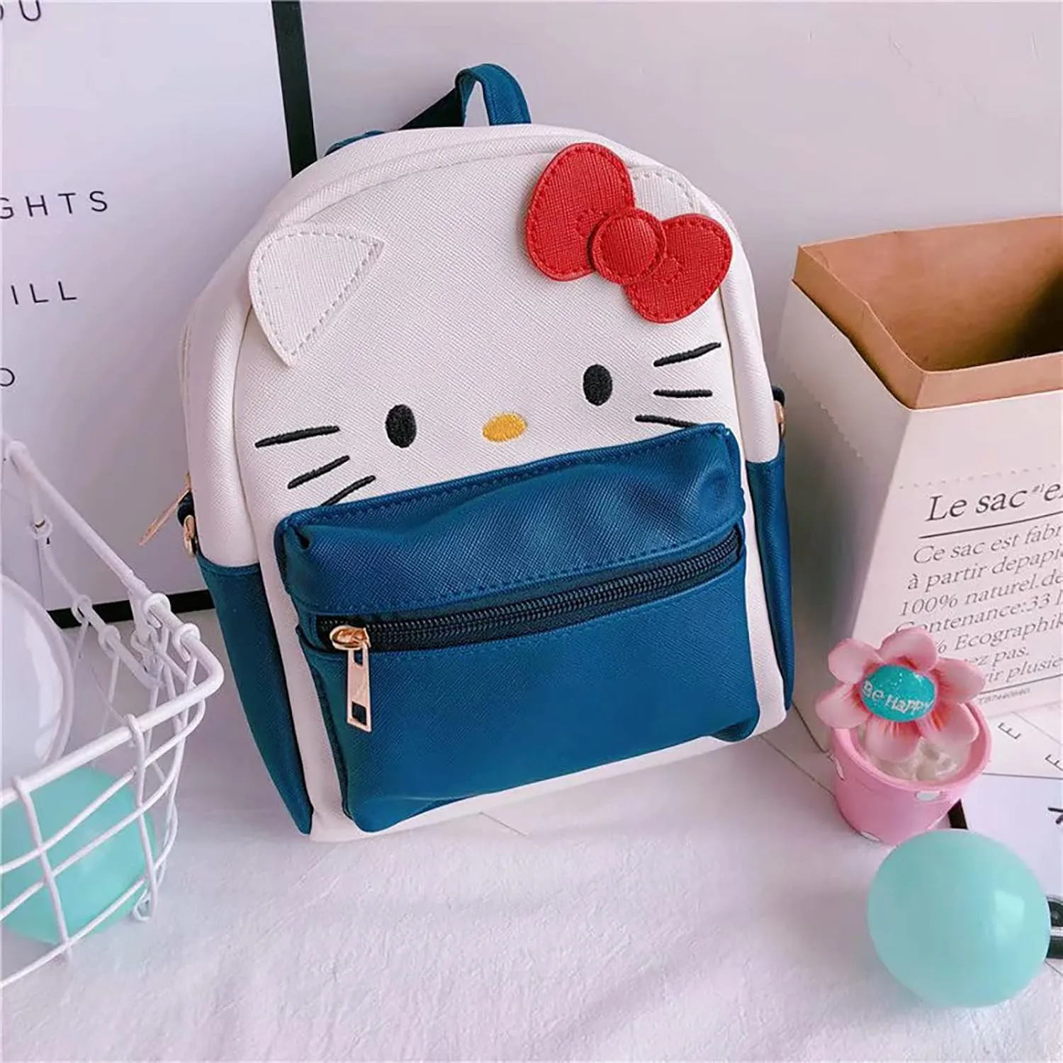 ZJYJING Cartoon Anime Mini Cute PU Backpack Shoulder Bag Backpack Handbag for Kids Girls Cosplay (Navy Blue)