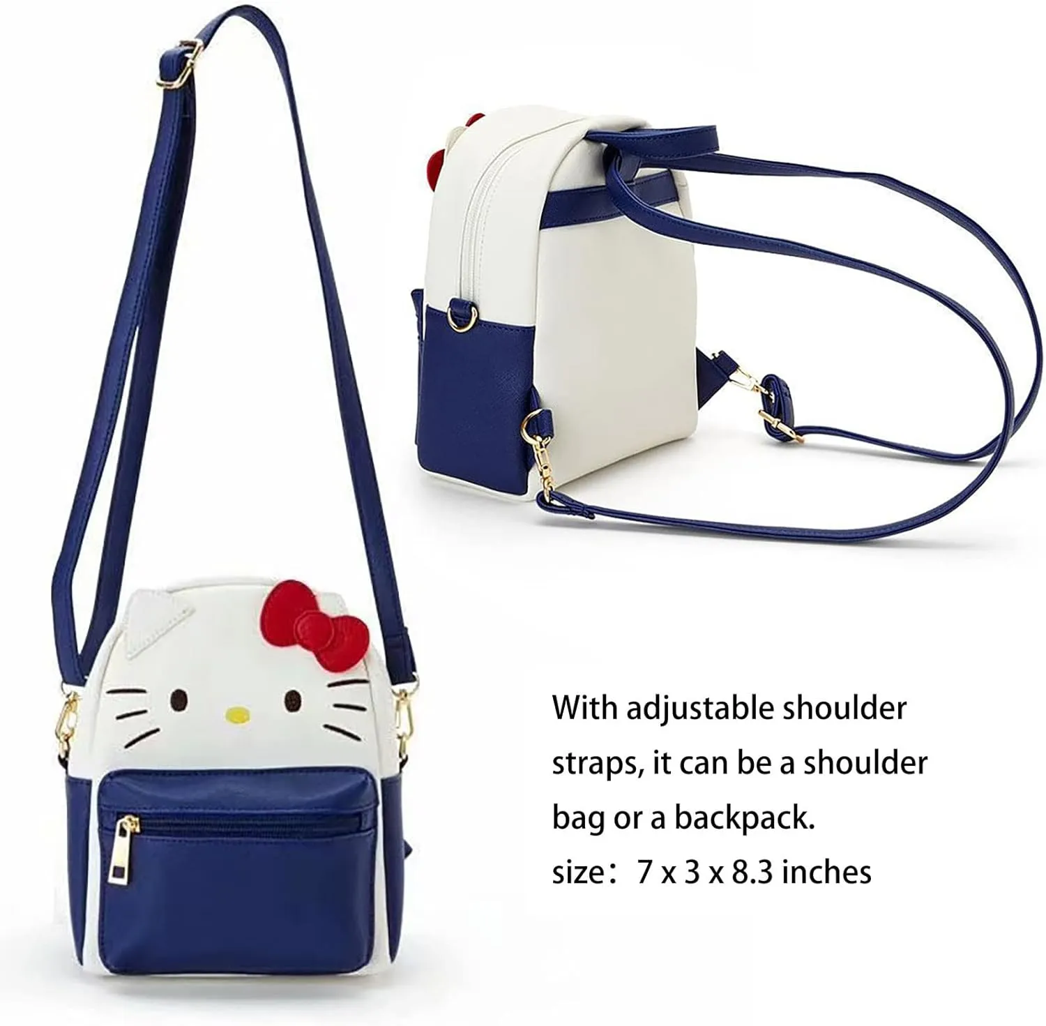 ZJYJING Cartoon Anime Mini Cute PU Backpack Shoulder Bag Backpack Handbag for Kids Girls Cosplay (Navy Blue)
